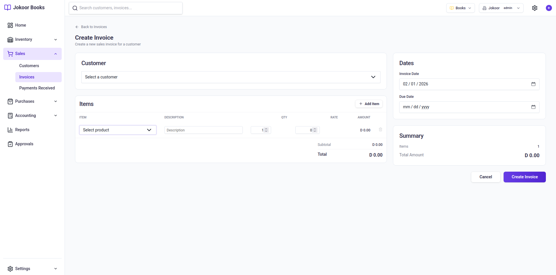 Jokoor Books Invoice